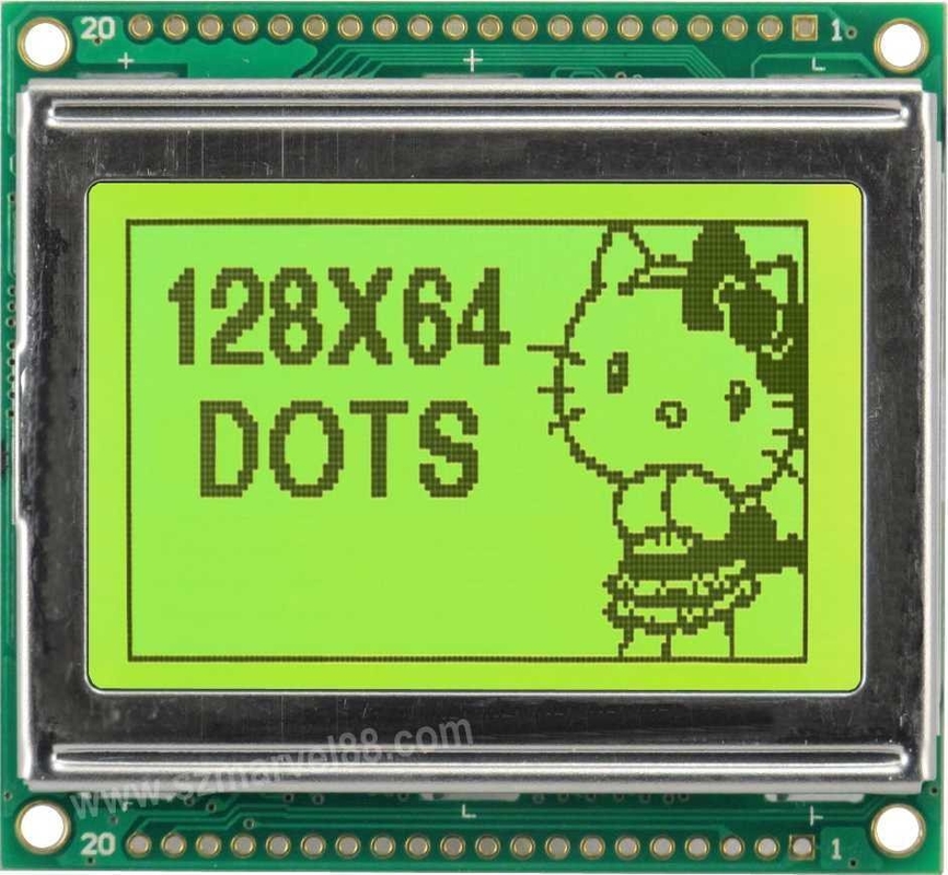 M12864E2-Y5, 12864 Graphics LCD Module, 128 x 64 dot-matrix Display, STN YELLOW, transflec